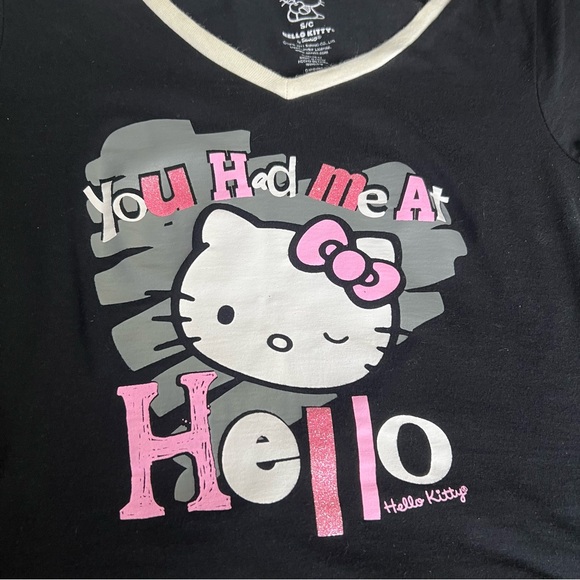 Y2K Sanrio Hello Kitty You Had Me At Hello winking v neck cotton baby tee - Picture 3 of 9